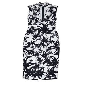 PRIVY Women's Midi Dress Size Small Deep V NeckColor Black- White